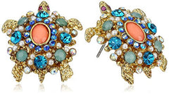 Aretes en Forma de Tortuga con Cristales de Betsey Johnson